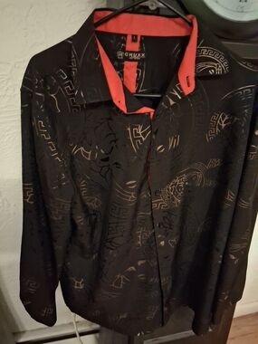 Black Graphic Casual Button-Down Shirt